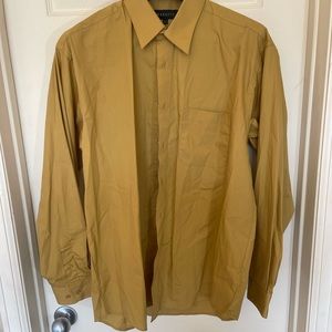Marquis Long Sleeve Mens Dress Shirt (Sz L) Yellow/Tan
